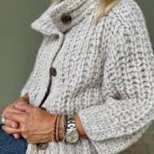 Hand Knit Chunky Gray Cottagecore Sweater